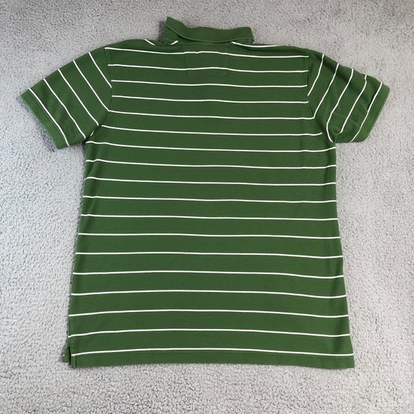Banana Republic Shirt Mens Large Green Stripped Polo Solid Embroidered Logo - Picture 6 of 9